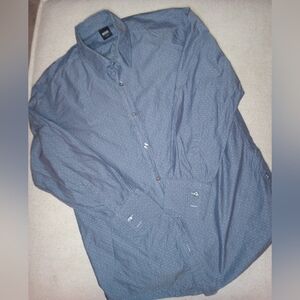 Hugo Boss, Blue With White Detail, Casual Button Down Shirt, Fitted, Size Large